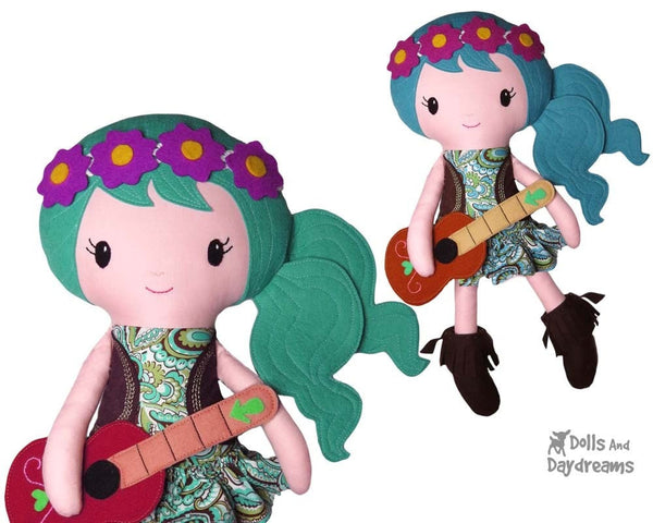 Boho Babes Sewing Pattern hippy cloth doll diy by dolls and daydreams