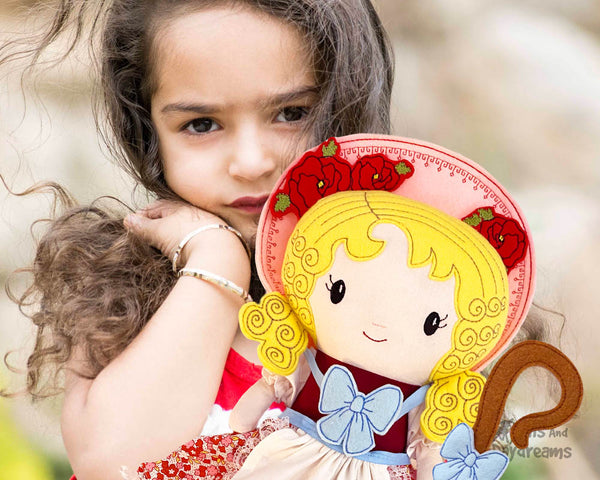 Bo Peep Nursery Rhyme Cloth doll Pattern machine embroidery doll by dolls and daydreams diy childrens fabric dolly