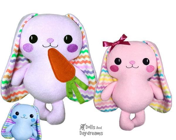 ITH Machine Embroidery Floppy Eared Bunny Rabbit Pattern DIY In The Hoop