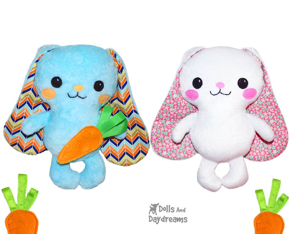 Floppy Eared Bunny Rabbit PDF Sewing Pattern Diy Plush Handmade kids Softie Easter stuffed toy by Dolls And Daydreams