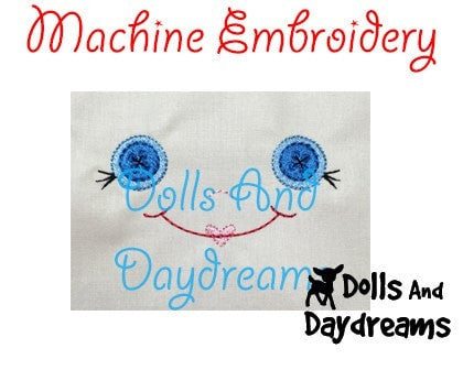 Machine Embroidery Button Baby Doll Face Pattern - Dolls And Daydreams - 4