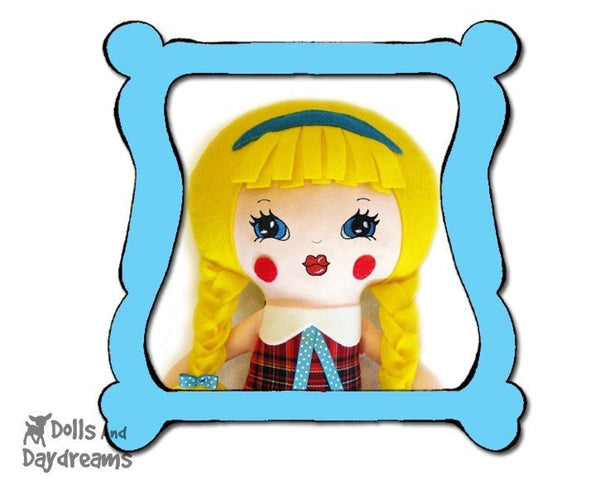 Machine Embroidery Retro Doll Face Pattern - Dolls And Daydreams - 1