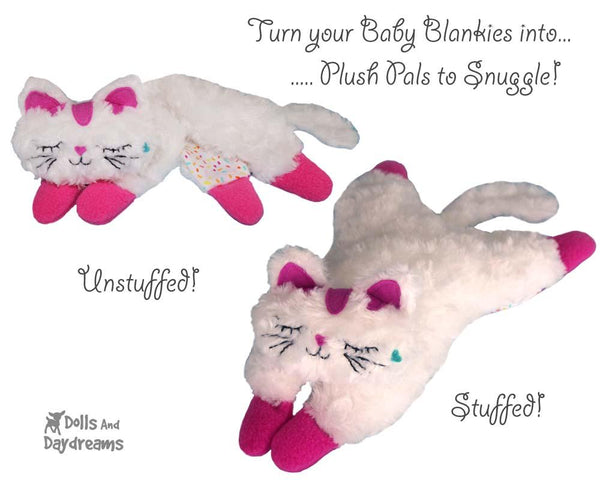 Kitty Cat Baby Blanket Lovie Sewing Pattern DIY stuffed toy Blankie by Dolls And Daydreams