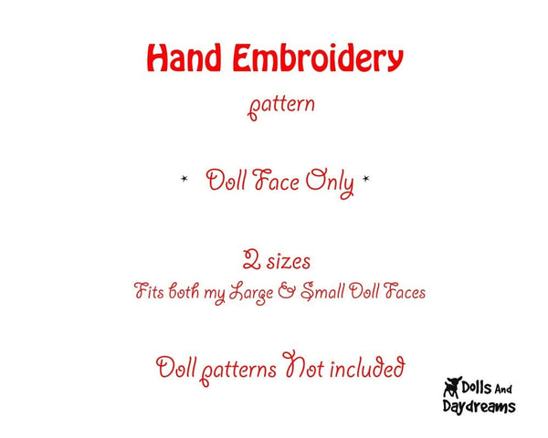 Hand Embroidery or Painting Art Doll Face Pattern - Dolls And Daydreams - 2