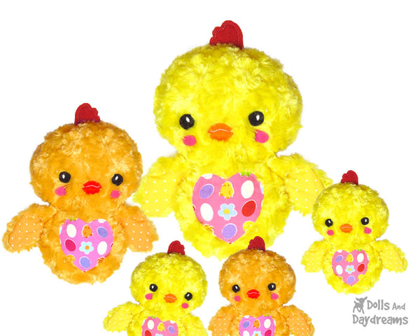 Easter Chick Sewing Pattern by Dolls and Daydreams diy hen baby chicken softie toy 