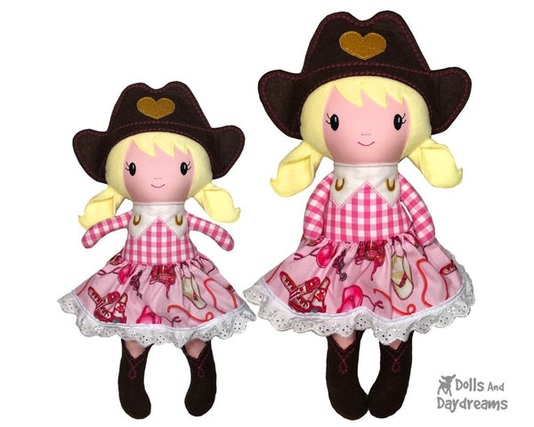 Embroidery Machine In The Hoop Cowgirl Doll Pattern by Dolls And Daydreams