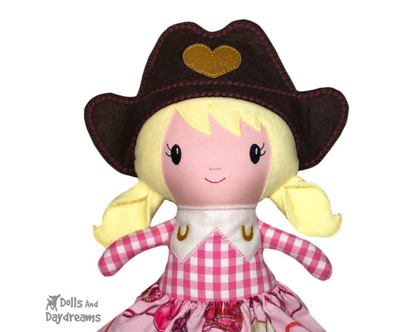 Embroidery Machine In The Hoop ITH Cowgirl Country Doll Pattern by Dolls And Daydreams