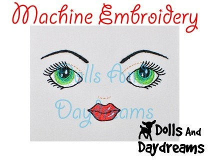 Machine Embroidery Art Doll Face Pattern - Dolls And Daydreams - 3