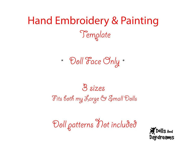 Hand Embroidery Or Painting Luscious Lashes Doll Face Pattern - Dolls And Daydreams - 2
