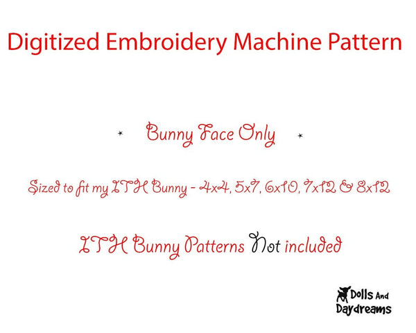 Machine Embroidery Bunny Face - Dolls And Daydreams - 2