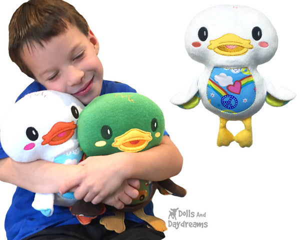 In the Hoop Machine Embroidery Duck Pattern by Dolls And Daydreams DIY Plush toy handmade drake