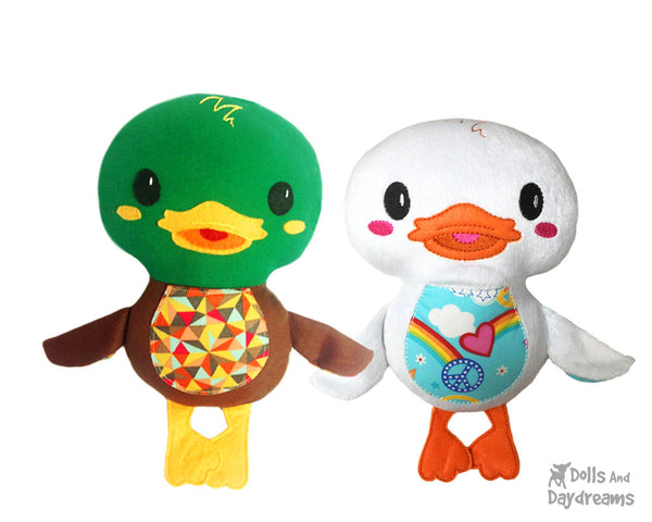 Duck PDF Sewing Pattern Plush Toy Softie DIY Plushie by Dolls And Daydreams drake and duckies handmade at home