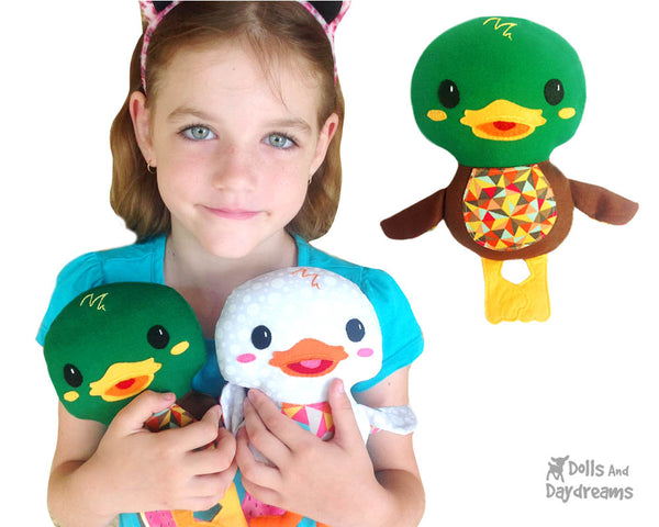 Duck PDF Sewing Pattern Plush Toy Softie DIY Plushie by Dolls And Daydreams handmade ducks