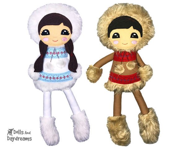 Polar Pals Inuit Eskimo Machine Embroidery  In The Hoop ITH Pattern by Dolls And Daydreams