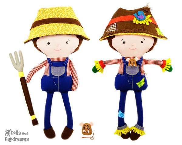 Farmer Scarecrow Sewing Pattern - Dolls And Daydreams - 1