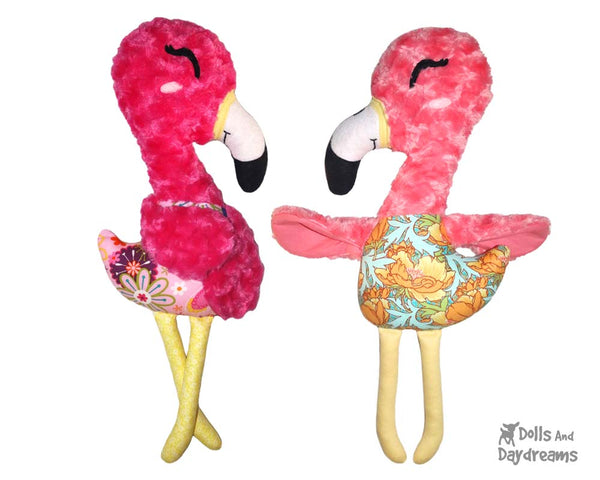Flamingo Softie Sewing Pattern DIY make your own Tutorial by Dolls And Daydreams