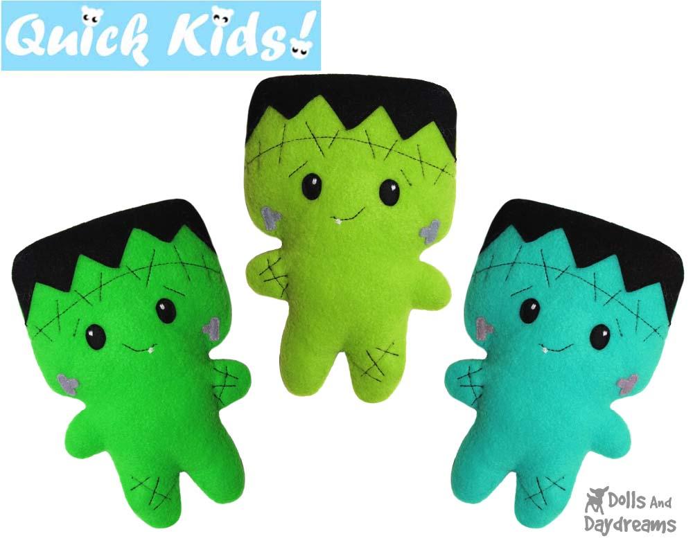 Quick Kids Frankenstein Sewing Pattern Halloween doll by Dolls And Daydreams