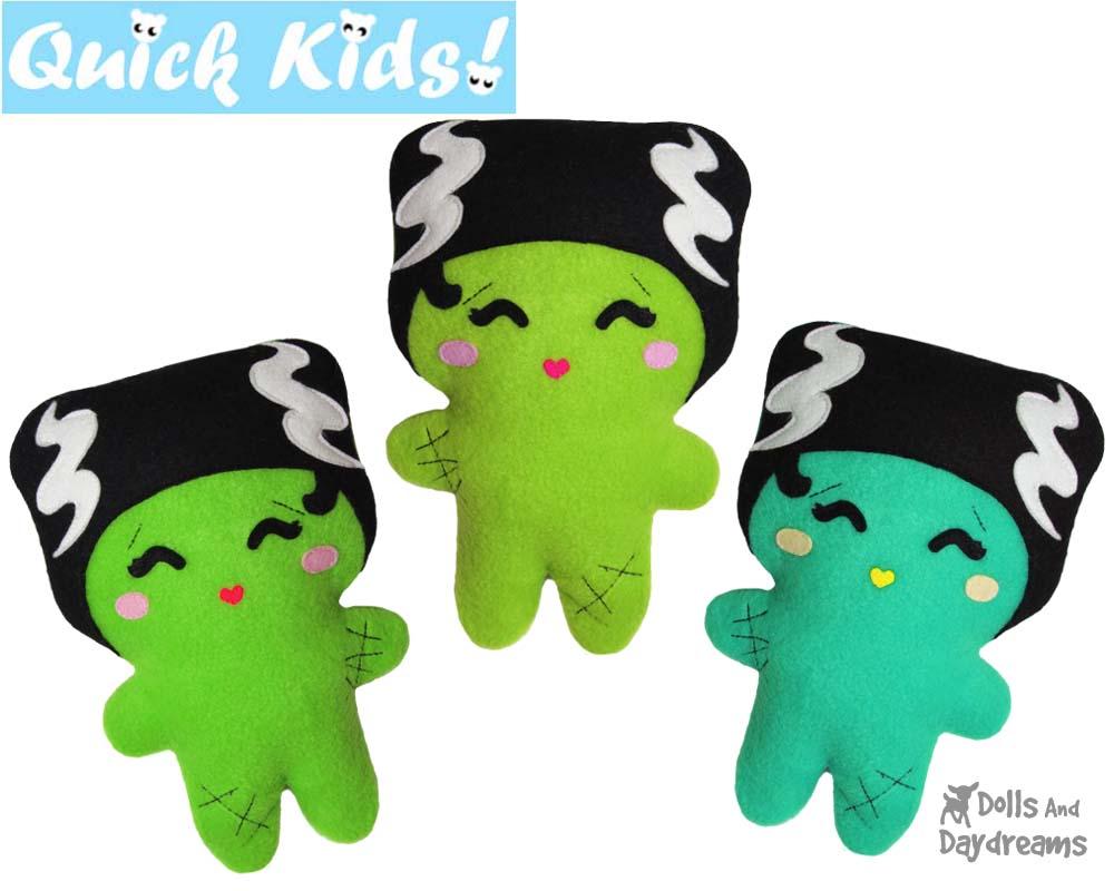 Quick Kids Bride of Frankenstein Sewing Pattern Halloween doll by Dolls And Daydreams