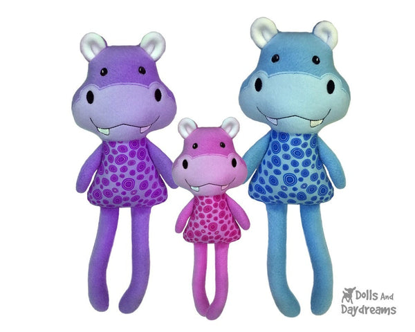 Hippo In The Hoop Machine Embroidery Pattern Kids DIY plushie Dolls And Daydreams
