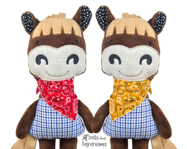 ITH Cowboy Horse Kids Soft Toy Pattern by Dolls And Daydreams