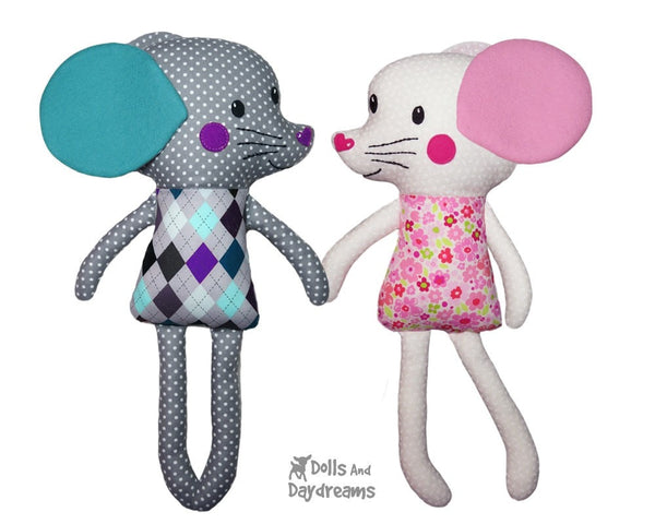 Mouse Sewing Pattern DIY Kids Softie Plush Toy 
