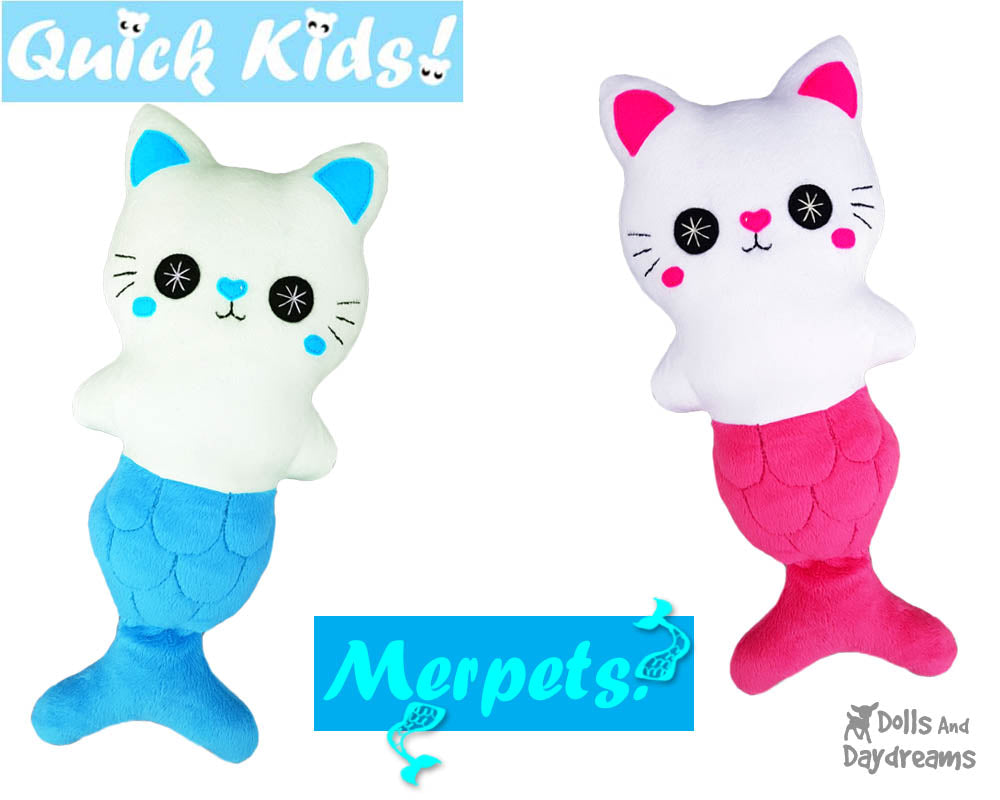 Quick Kids MerCat Doll Sewing Pattern Mermaid Cat by Dolls And Daydreams