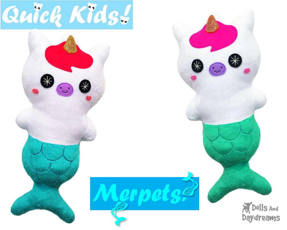 Quick Kids MerUnicorn Doll Sewing Pattern Mermaid Unicorn by Dolls And Daydreams
