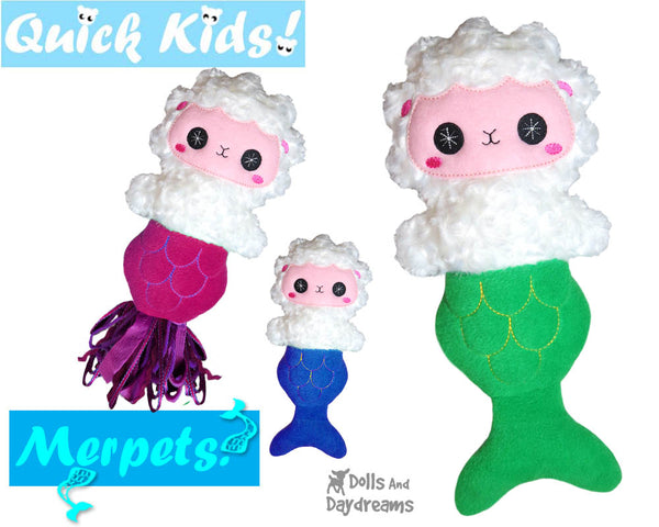 ITH Quick Kids PLUS MerLamb Pattern by Dolls And Daydreams In the hoop Mermaid Lamb Sheep