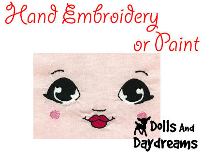 Hand Embroidery Or Painting Mini Manga Doll Face Pattern