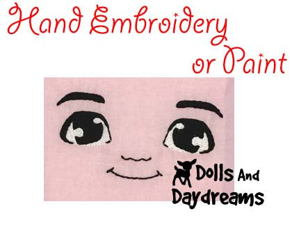 Hand Embroidery Or Painting Mini Manga Boy Doll Face Pattern