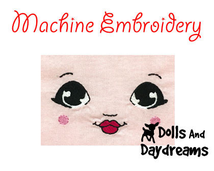 Machine Embroidery Mini Manga Doll Face Pattern