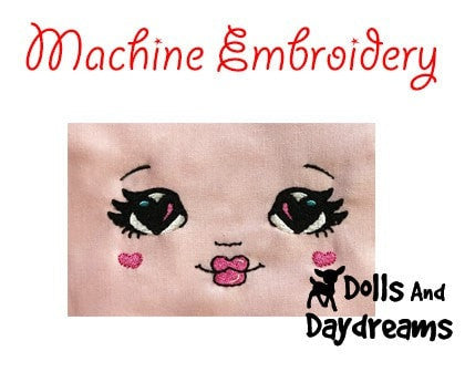 Machine Embroidery Love U Doll Face Pattern