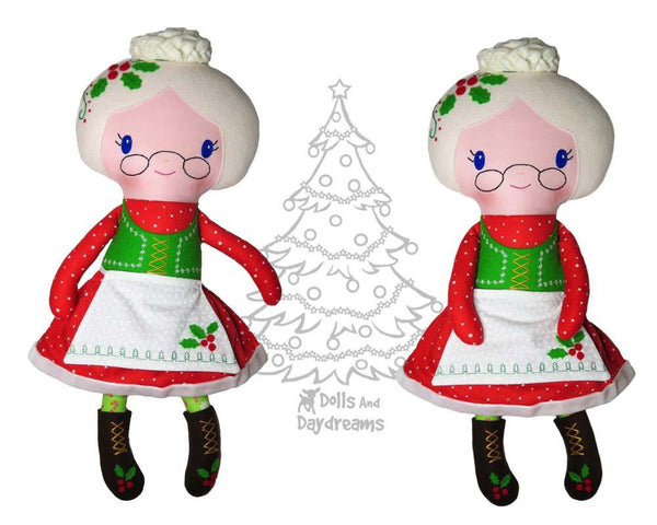 Mrs. Claus Christmas Rag Doll Sewing Pattern by Dolls And Daydreams