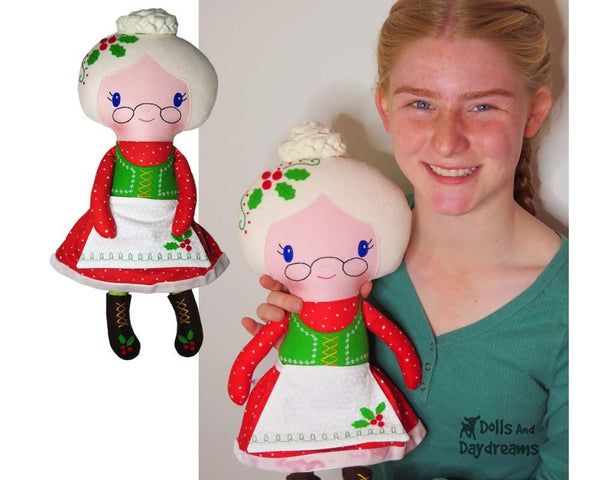 Mrs. Claus Cloth Doll Sewing Pattern by Dolls And Daydreams