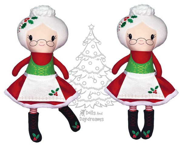 ITH Mrs. Claus Christmas Machine Embroidery doll Pattern by dolls and daydreams