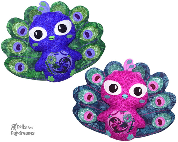 Peacock Sewing Pattern by Dolls And Daydreams Easy DIY Bird softie 1