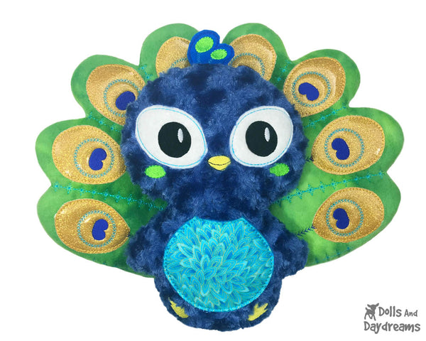 ITH Peacock Machine Embroidery Pattern by Dolls And Daydreams