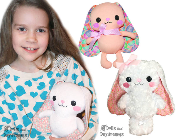 Floppy Eared Bunny Rabbit PDF Sewing Pattern Diy Plush Handmade kids Easter toy by Dolls And Daydreams