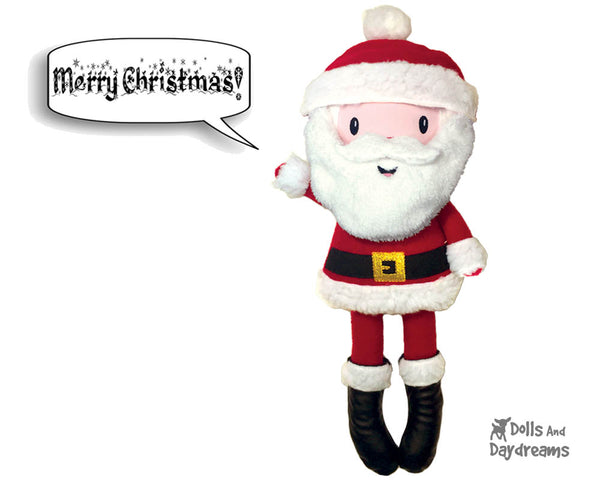 Santa Claus DIY cloth doll In The Hoop Christmas ITH Pattern - Dolls And Daydreams