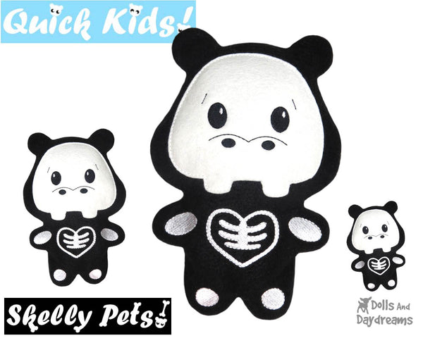 ITH Quick Kids Skelly Kitty Hippo Pattern DIY Kids Soft toy by Dolls And Daydreams