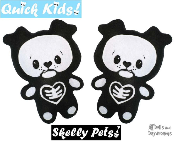 Quick Kids Skelly Puppy Sewing Pattern Softie DIY Plush Toy by Dolls and Daydreams