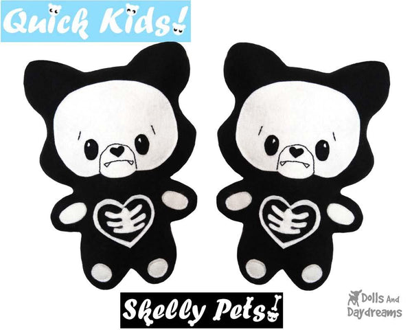 Quick Kids Skeleton wolf Sewing Pattern Halloween diy kids softie cloth toy by dolls and daydreams
