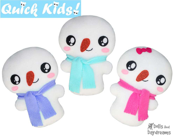 Quick Kids Snowman Sewing Pattern teach your kids to sew by Dolls And Daydreams