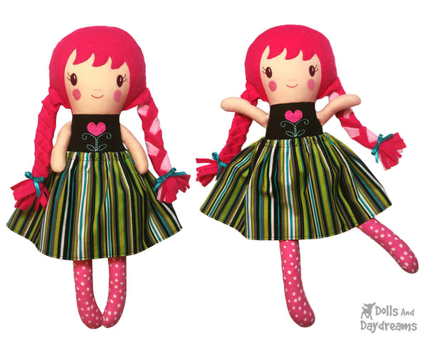 ITH Sweet Sister Doll Pattern by Dolls And Daydreams DIY In The Hoop Machine Embroidery cloth dolly