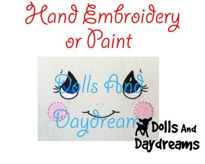Hand Embroidery Or Painting Cutie Pie Doll Face Pattern - Dolls And Daydreams - 3