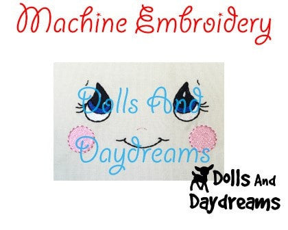 Machine Embroidery Cutie Pie Doll Face Pattern - Dolls And Daydreams - 3