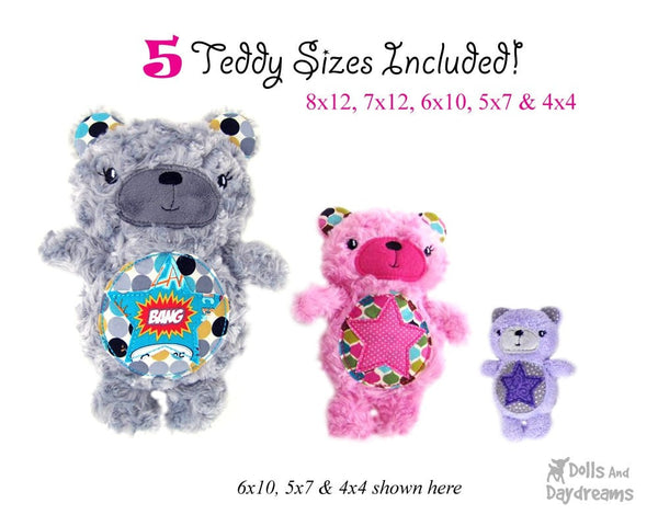 Embroidery Machine Teddy Bear ITH Pattern - Dolls And Daydreams - 5