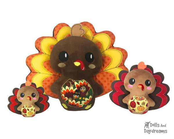 Machine Embroidery Turkey Softie Pattern by Dolls And Daydreams