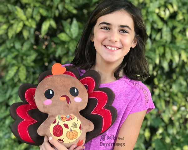 Machine Embroidery In the Hoop Turkey Cloth Toy Pattern by Dolls And Daydreams