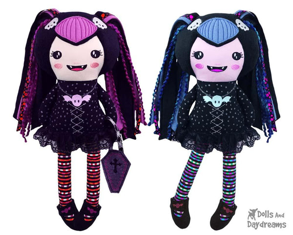 In The Hoop Vampire Girl Doll Machine Embroidery Pattern by Dolls And Daydreams